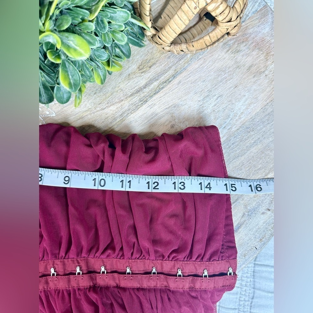 Moa Moa Ruched Bodice Crop Top in Burgundy Size Small NWT - Picture 10 of 10